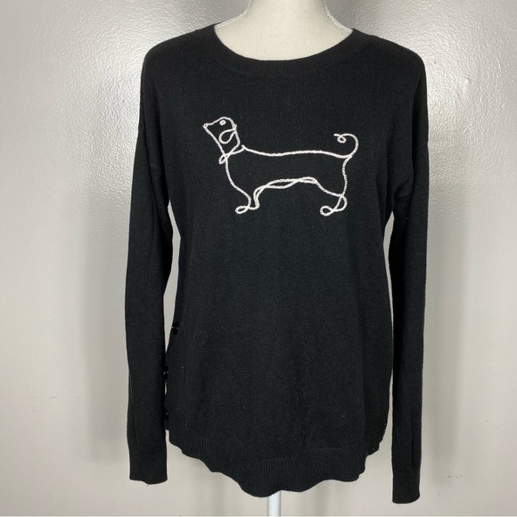 LOFT Daschund embroidered Crew neck sweater - Picture 2 of 6